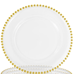 Clear w/ Gold Beaded Charger Plate