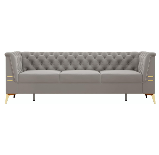 Velvet Button Sofa Grey Cosmos Event Rentals