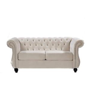 Velvet Button 2 Seater – Beige