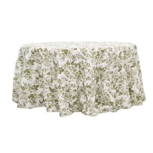 Luxe Floral Table Linen – Olive Green