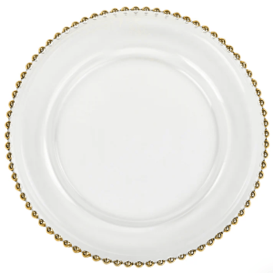 Gold Beaded Glass Charger Plate